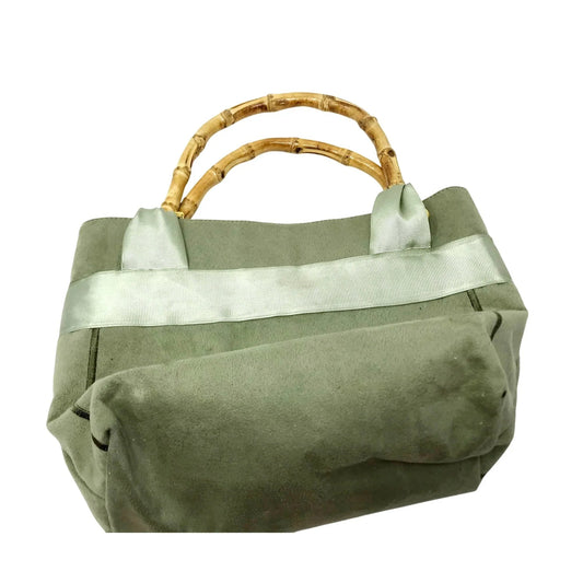 HandBag with monogrammed Uppercase A - Floral Motif with Bamboo Straps - Unbranded - A+ Stuff