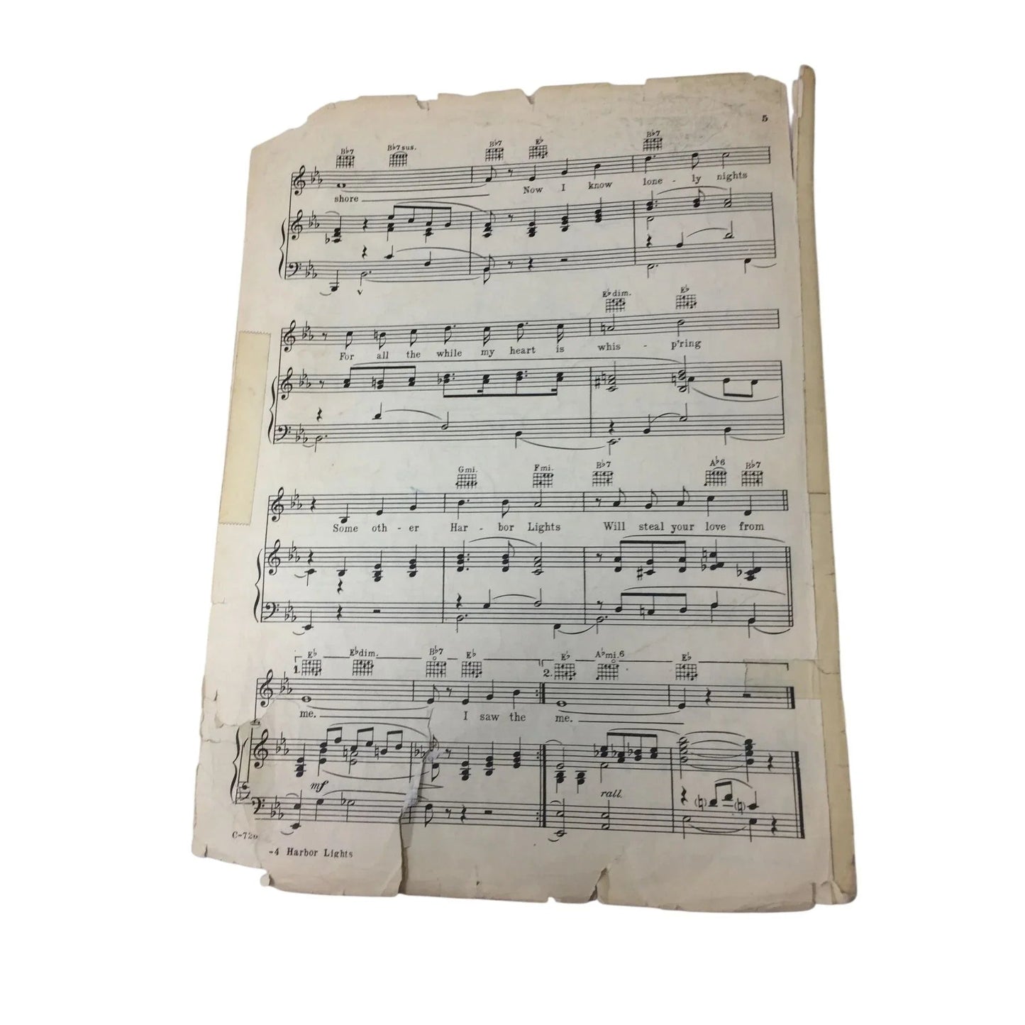 ''HARBOR LIGHTS'' SHEET MUSIC BY JIMMY KENNEDY AND HUGH WILLIAMS - A+ Stuff - SHEET MUSIC - A+ Stuff