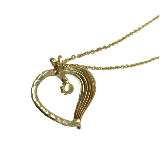 Heart Pendant on thin chain Gold Plate Heart Necklace with Red & White Stones - Unbranded - A+ Stuff