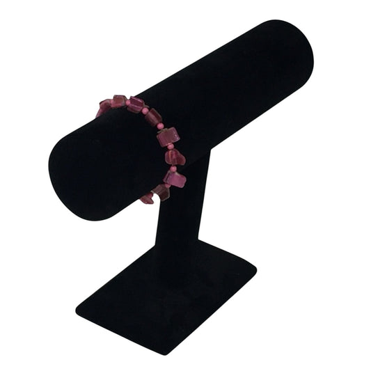 Women's Vibrant Pink Beaded Shell Stretchy Bracelet