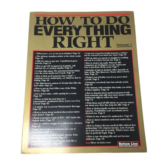 How To Do Everything Right Volume 1 Bottom Line Personal Book - A+ Stuff - Books - A+ Stuff