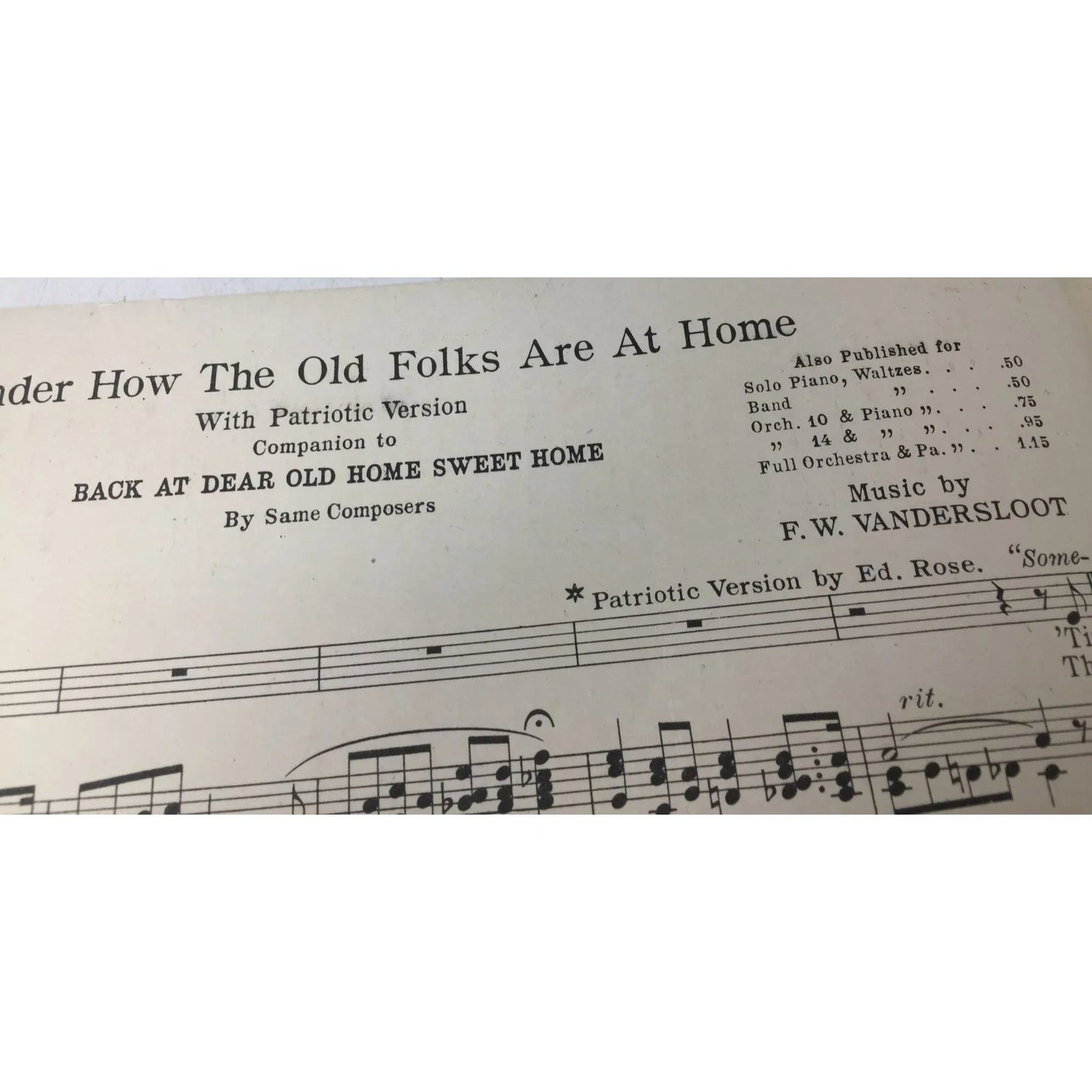 ''I Wonder How The Old Folks Are At Home'' Vintage Sheet Music Book - A+ Stuff - SHEET MUSIC - A+ Stuff