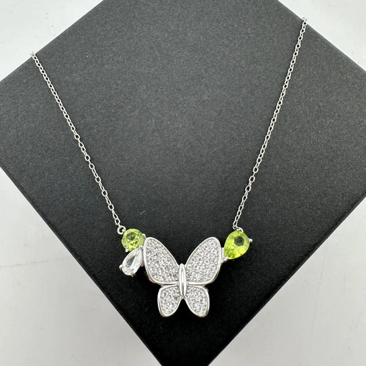 Natural Peridot Butterfly Necklace - A+ Stuff