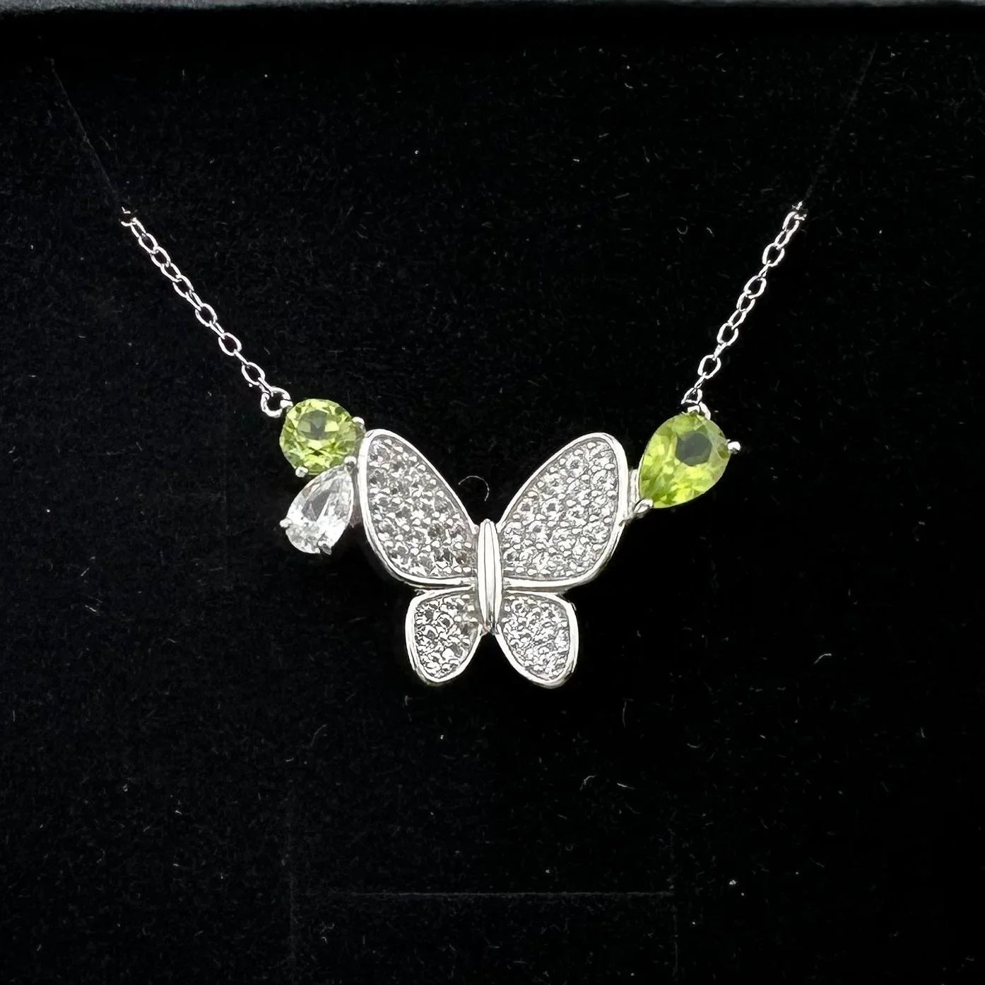 Natural Peridot Butterfly Necklace - A+ Stuff