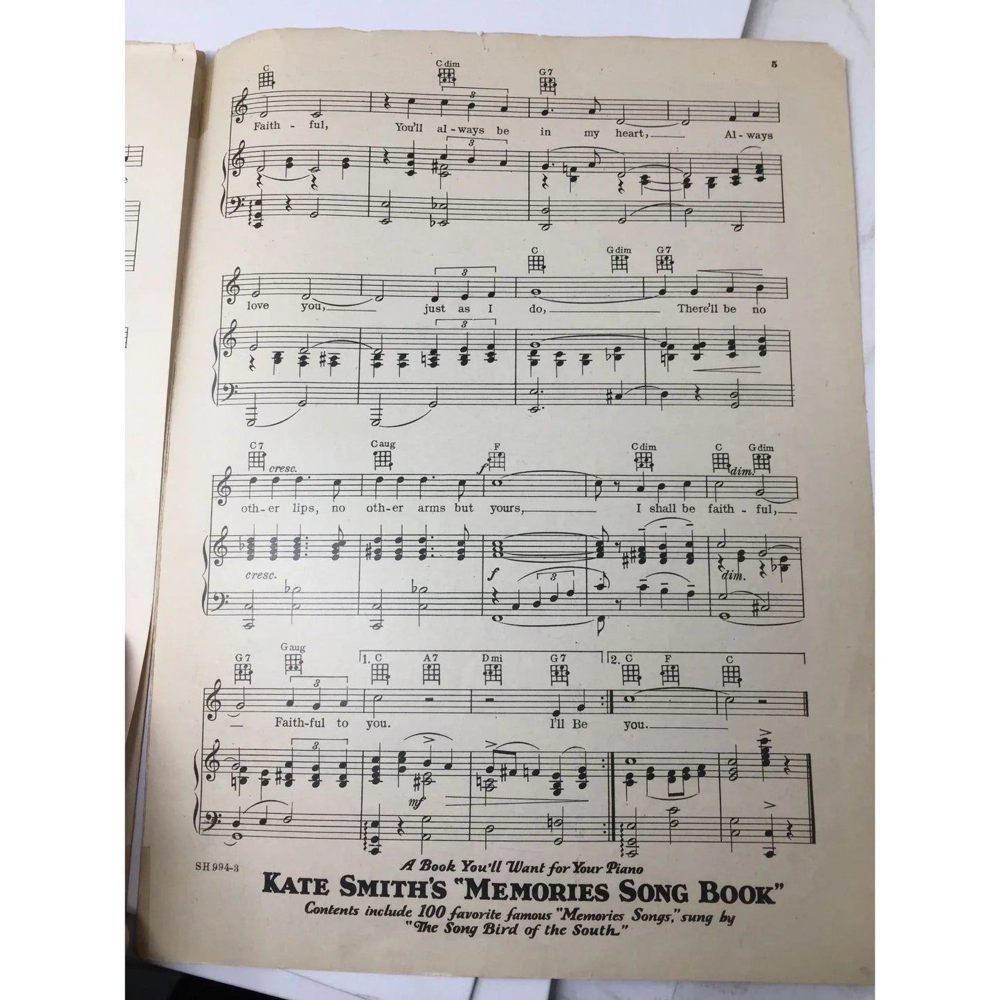 ''I'll Be Faithful'' by Ned Washington and Allie Wrubel - A+ Stuff - SHEET MUSIC - A+ Stuff