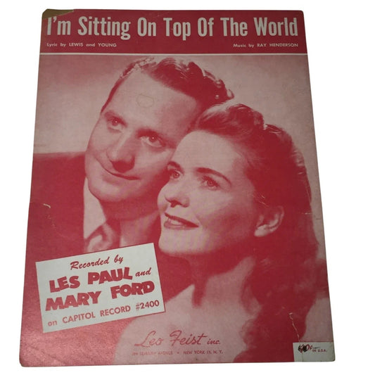 ''I'm Sitting on Top of the World'' Vintage Sheet Music - Leo Feist inc - SHEET MUSIC - A+ Stuff