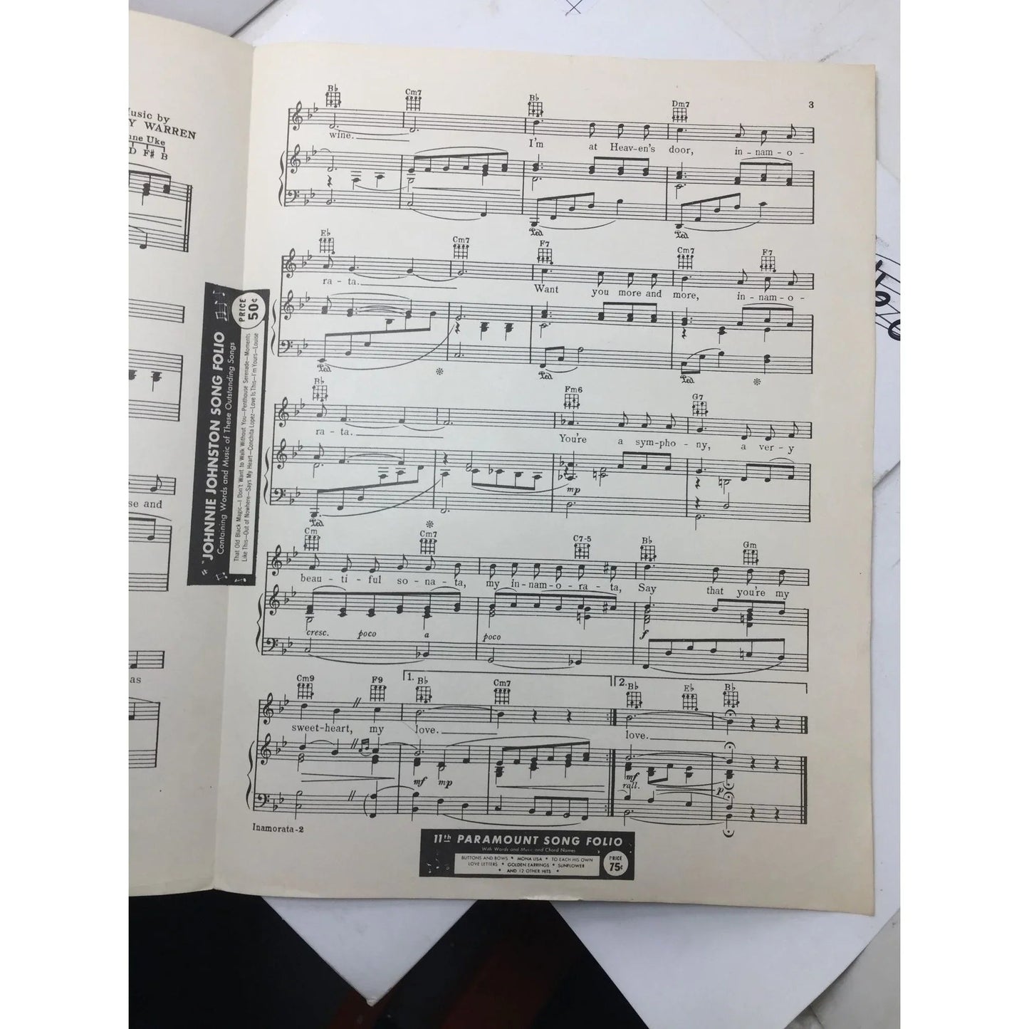 ''Innamorata (Sweetheart)'' Vintage Sheet Music - A+ Stuff - SHEET MUSIC - A+ Stuff