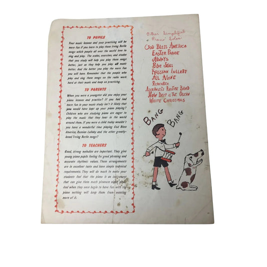 ''Irving Berlin's Easter Parade Children's Edition'' Vintage Sheet Music - Irving Berlin music corporation - SHEET MUSIC - A+ Stuff