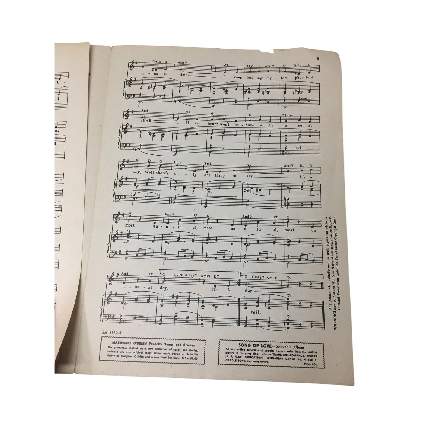''It's a Most Unusual Day'' Sheet Music Book - A+ Stuff - SHEET MUSIC - A+ Stuff