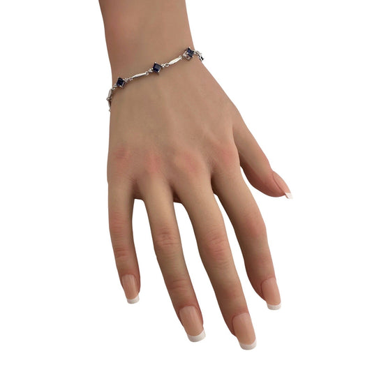 3.10 Carat Lab Created Sapphire Bracelet with Diamond Accent Unbranded A+ Stuff Bracelet