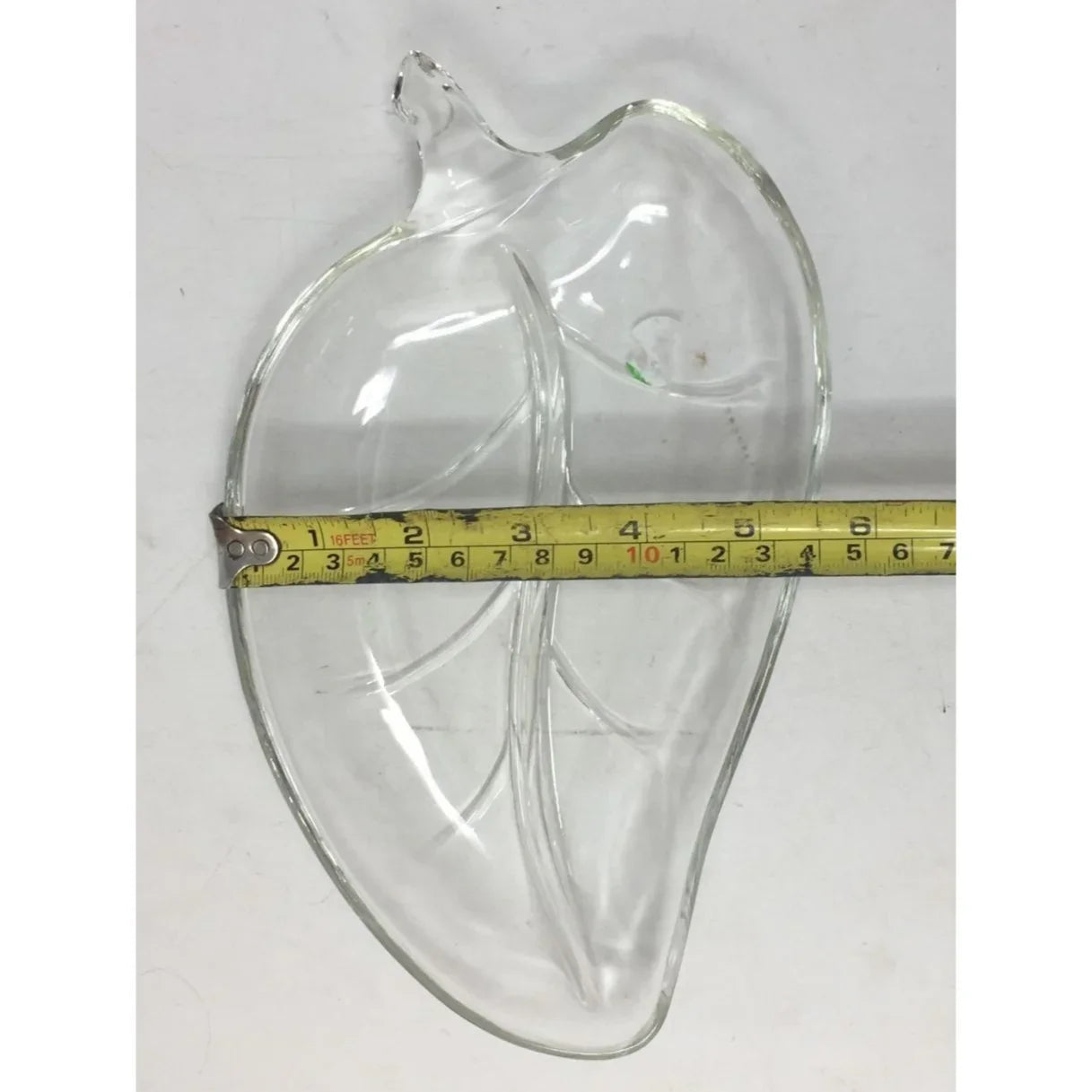 Vintage Leaf Shaped Cut Glass Serving Tray/Bowl - about 9.5'' by 5.5'' - A+ Stuff