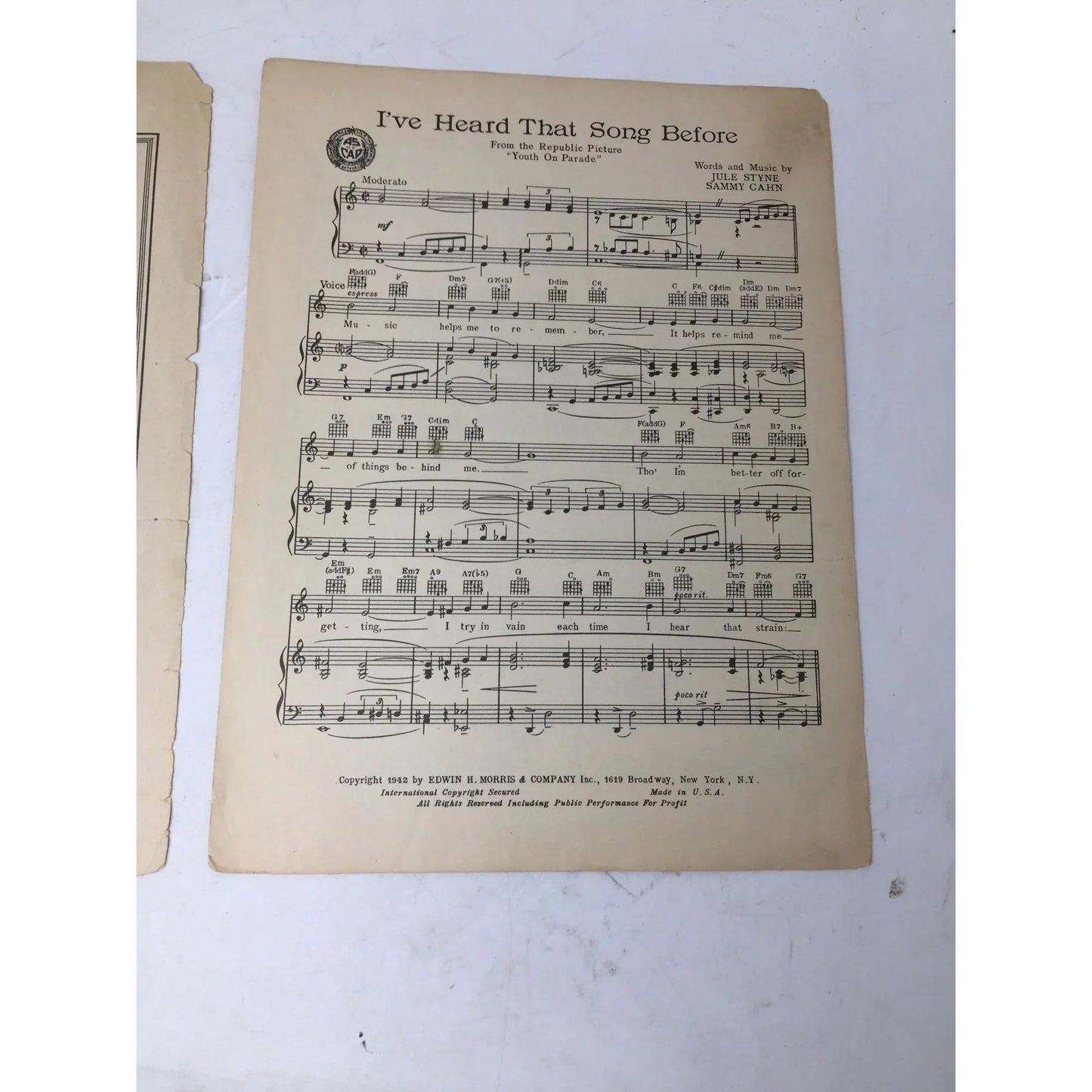 ''I've Heard that Song Before'' Vintage 1942 Sheet music - A+ Stuff - Sheet Music - A+ Stuff