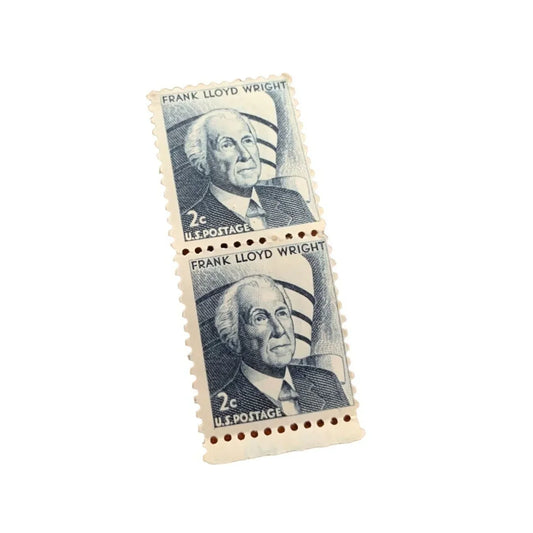 Vintage Frank Lloyd Wright 2 Cent Collectible Postage Stamps (2) - A+ Stuff