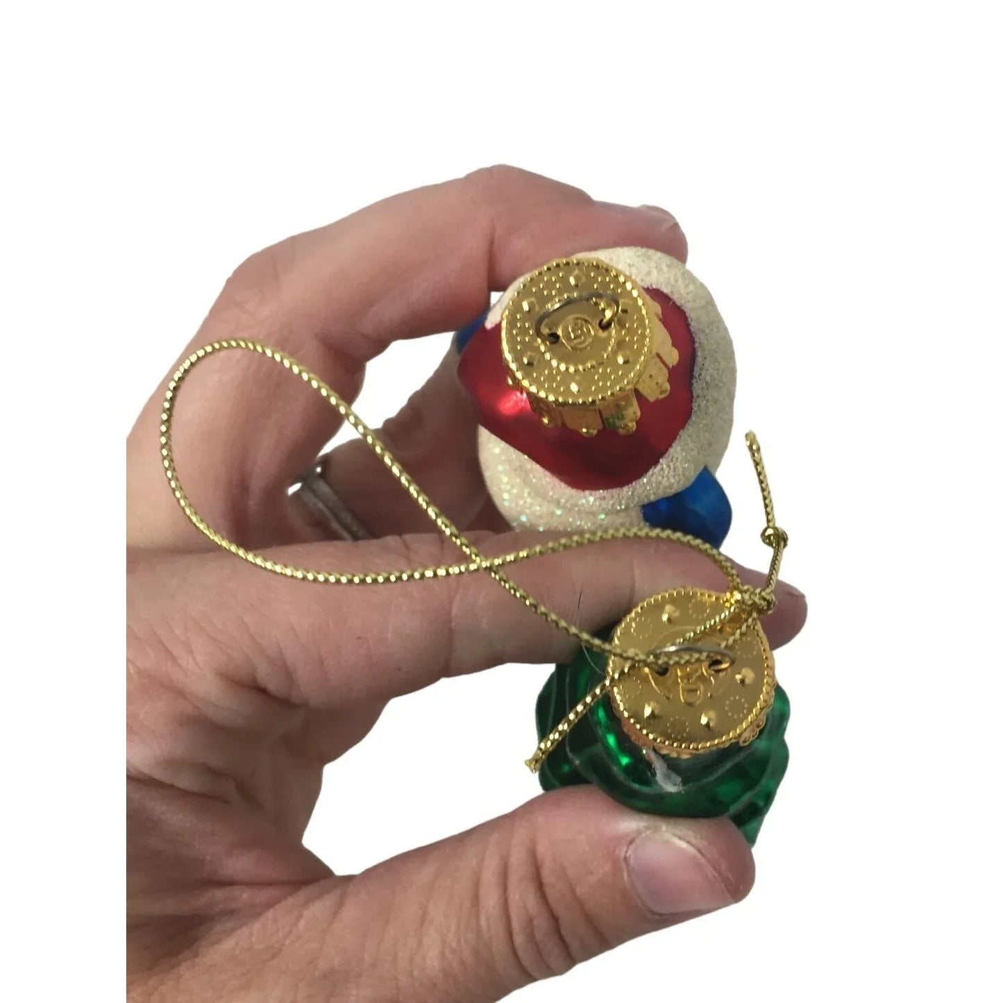 Two Vintage Christmas Tree Ornaments- Snowman and Green Christmas Tree - A+ Stuff