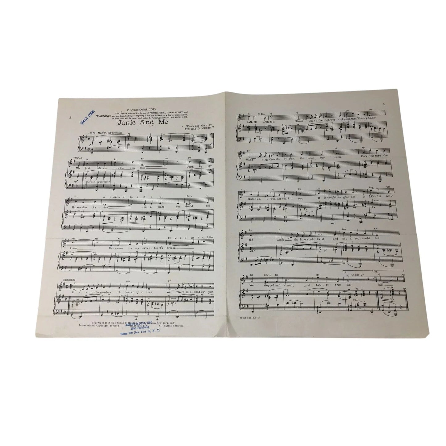 ''Janie and Me'' Vintage Sheet Music - A+ Stuff - sheet music - A+ Stuff