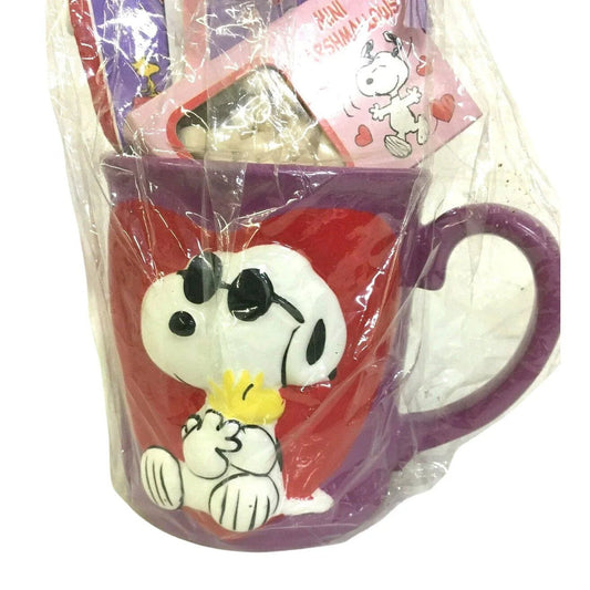 Joe Cool Snoopy Valentines Mug w Expired Cocoa Set - Cute Snoopy Hugging Woodstock Design on Mug - United Artists Syndicate - Mugs - A+ Stuff