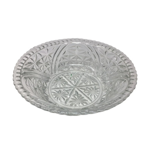 Vintage Anchor Hocking Crystal Clear Pressed Glass Stars and Bars Serving Bowl - A+ Stuff