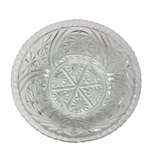 Vintage Anchor Hocking Crystal Clear Pressed Glass Stars and Bars Serving Bowl - A+ Stuff
