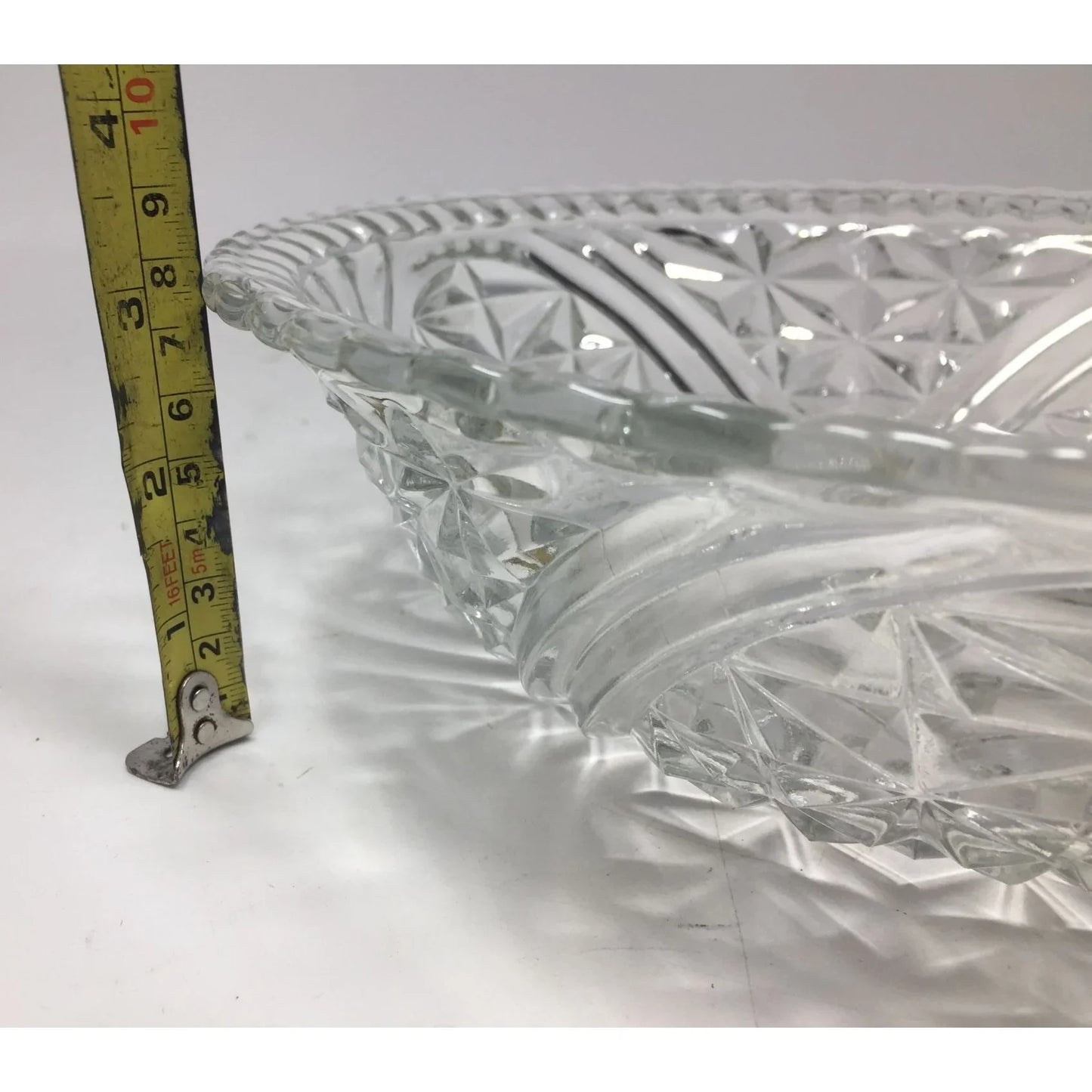 Vintage Anchor Hocking Crystal Clear Pressed Glass Stars and Bars Serving Bowl - A+ Stuff