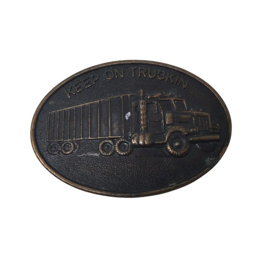 Keep On Truckin' Vintage Metal Belt Buckle - A+ Stuff