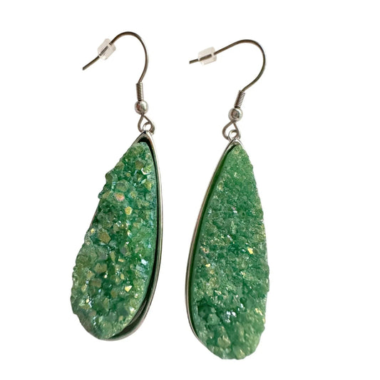 Kinsley Armelle Druzy Silver Jade Quartz Drop Earrings - Kinsley Armelle - Earrings - A+ Stuff