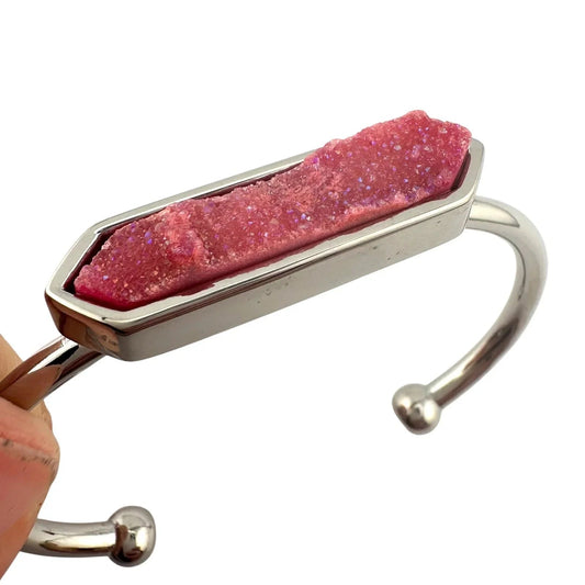 Kinsley Armelle Pink Blush Quartz Silver Ion Plated Stainless Bangle - Kinsley Armelle - Bracelet - A+ Stuff