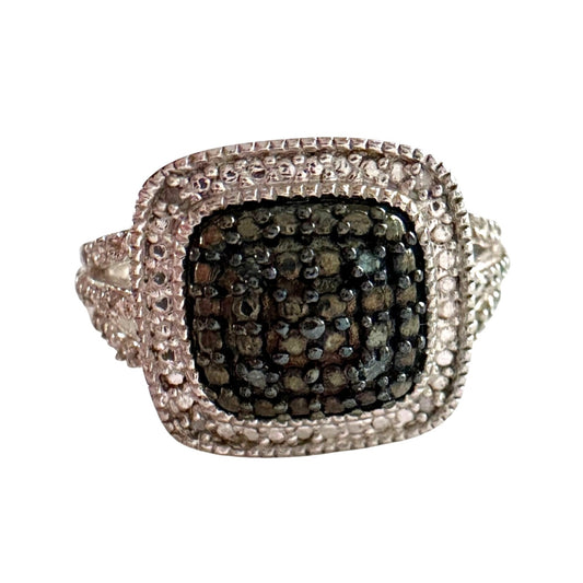 Genuine Deep Blue Diamond Ring Size 7 - Pretty Cushion Cut Diamond Accent