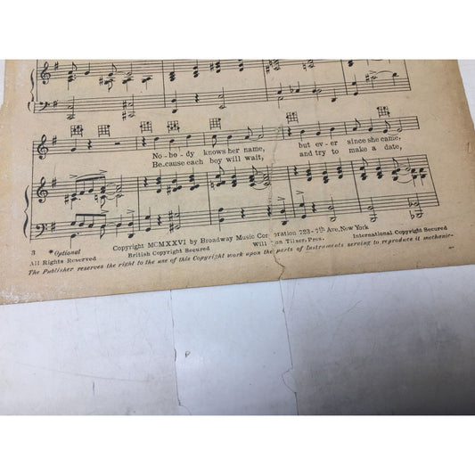 Vintage Sheet Music for the song "Short An' Sweet" A+ Stuff A+ Stuff Sheet Music