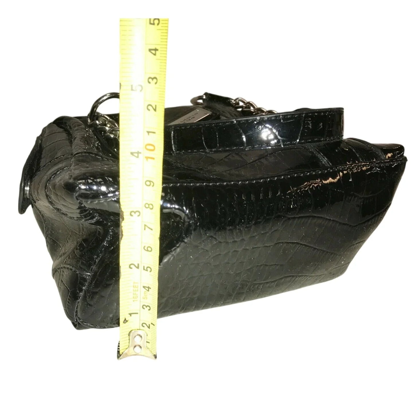 Liz Claiborne Black HandBag Purse Shiny Faux Croc Leather - Liz Claiborne - A+ Stuff