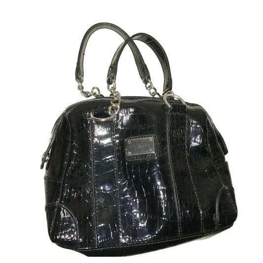Liz Claiborne Black HandBag Purse Shiny Faux Croc Leather - Liz Claiborne - A+ Stuff
