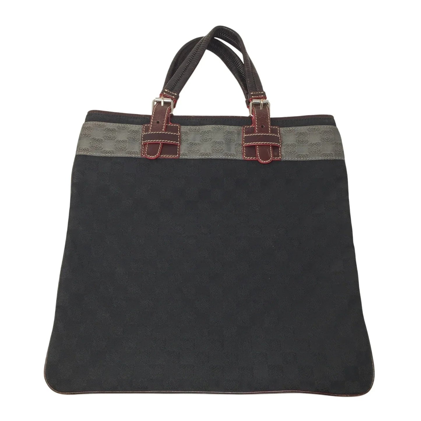 LOEWE - Leather - Trimmed Anagram Canvas Tote Black & Gray - Loewe - tote bag - A+ Stuff