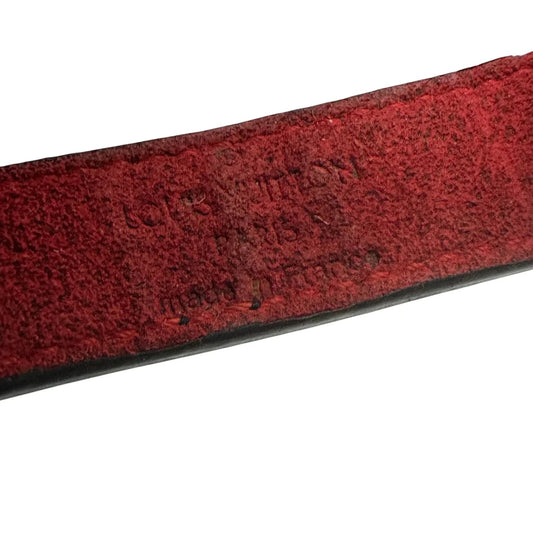 Louis Vuitton (LV) Black Leather Monogram Wish Bracelet with Red Leather on Inverse - Louis Vuitton - Designer Bracelet - A+ Stuff