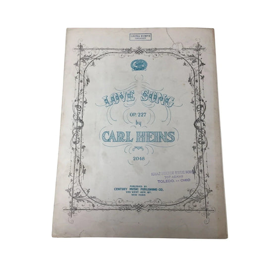 ''LOVE SONG'' OP 227 BY CARL HEINS 2048 Sheet Music Book - A+ Stuff - SHEET MUSIC - A+ Stuff