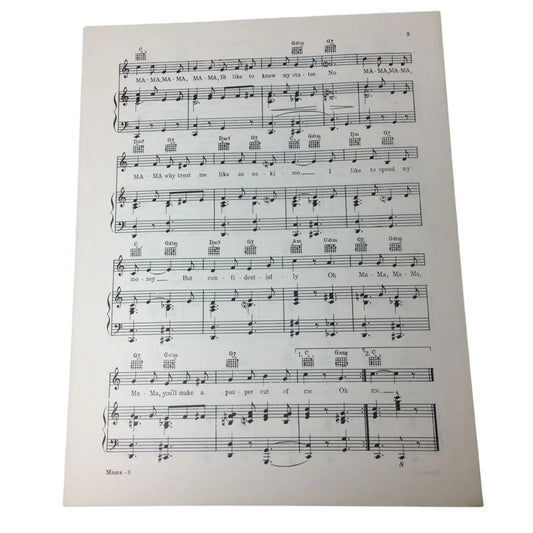 ''Mama'' by Frank De Vol and Jerry Bowne Vintage 1941 Sheet music - Encore music publications inc - sheet music - A+ Stuff