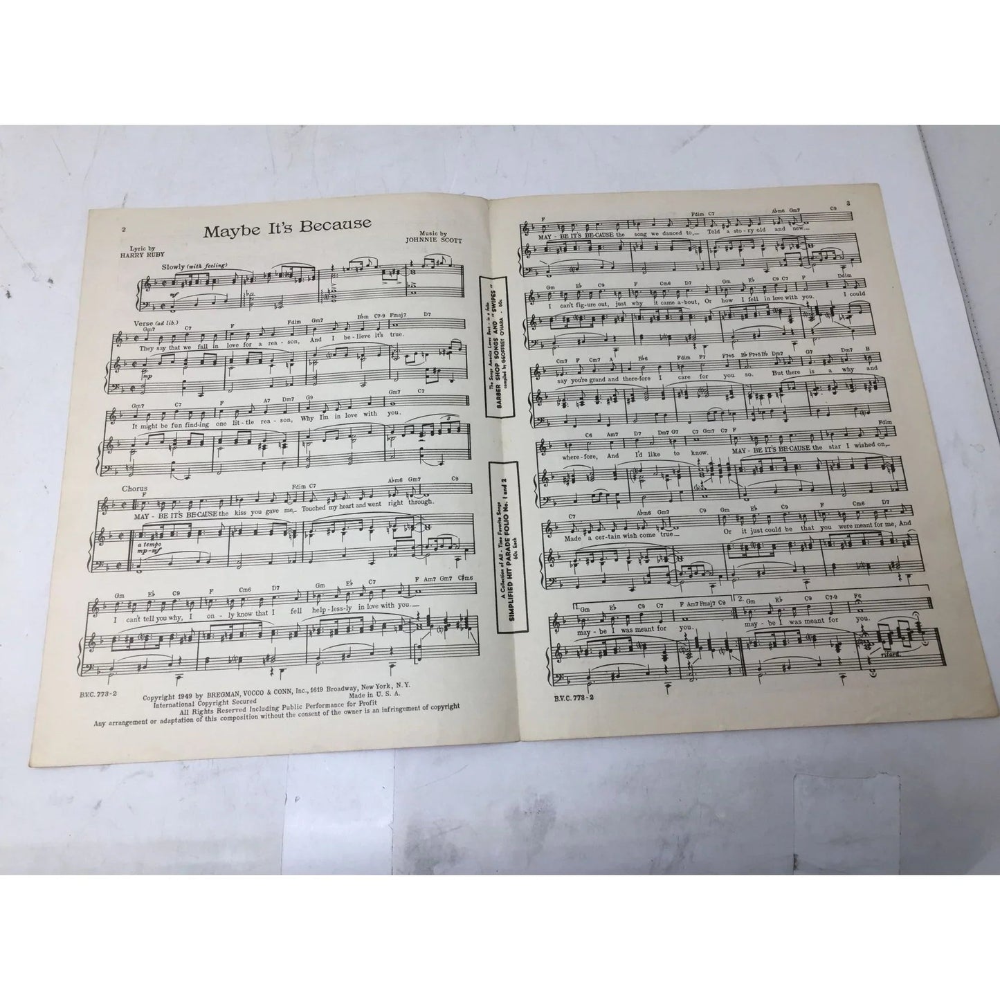 ''Maybe It's Because'' Vintage 1949 Sheet Music - A+ Stuff - sheet music - A+ Stuff