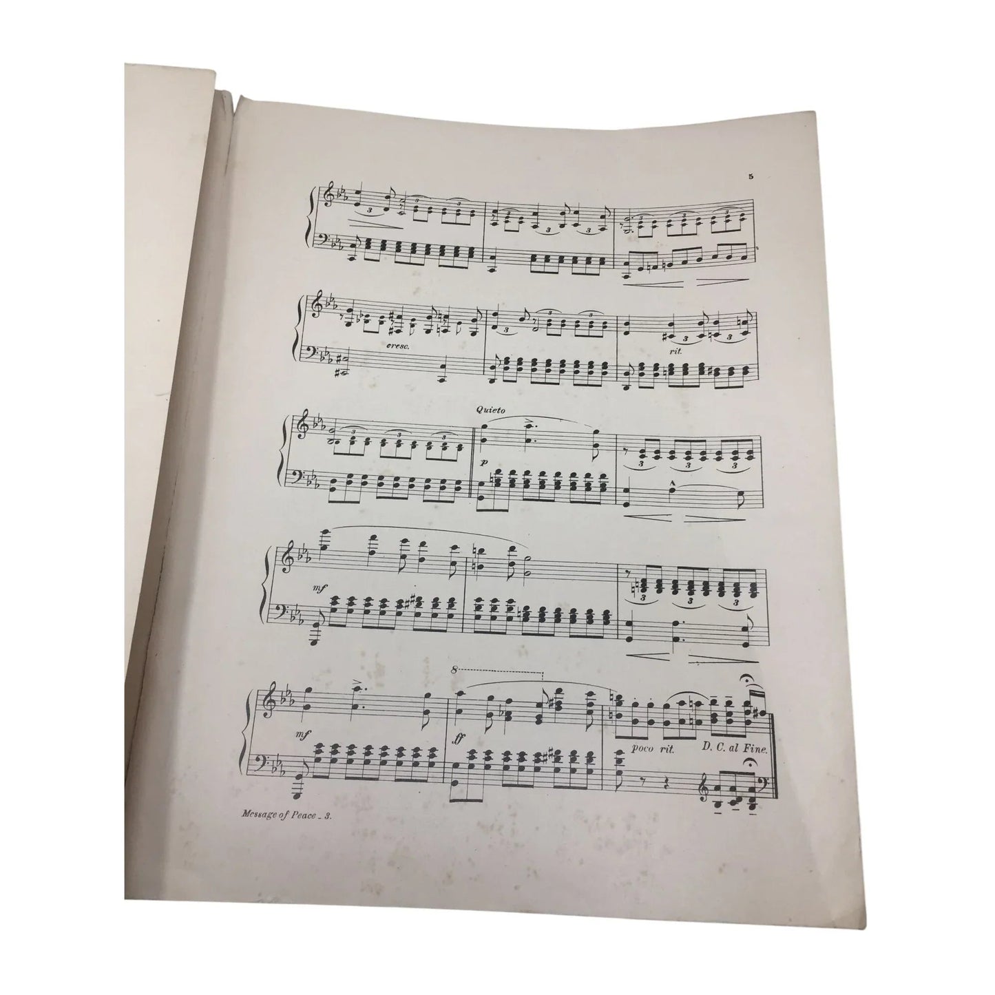 MESSAGE OF PEACE REVERIE BY H ENGELMANN - VINTAGE SHEET MUSIC - A+ Stuff - SHEET MUSIC - A+ Stuff