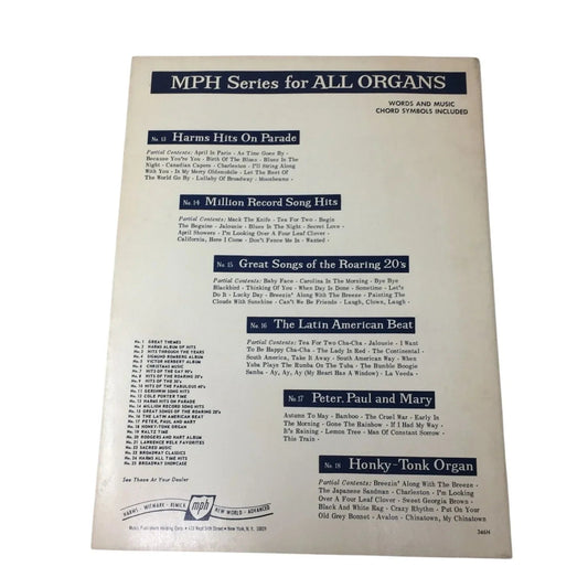 Million Record Song Hits MPH Series for All Organs No. 14 - A+ Stuff - Sheet Music - A+ Stuff
