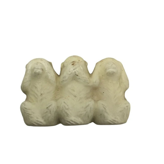 Miniature Plastic 3 Wise Monkeys Vintage Figurine - A+ Stuff - figurines - A+ Stuff