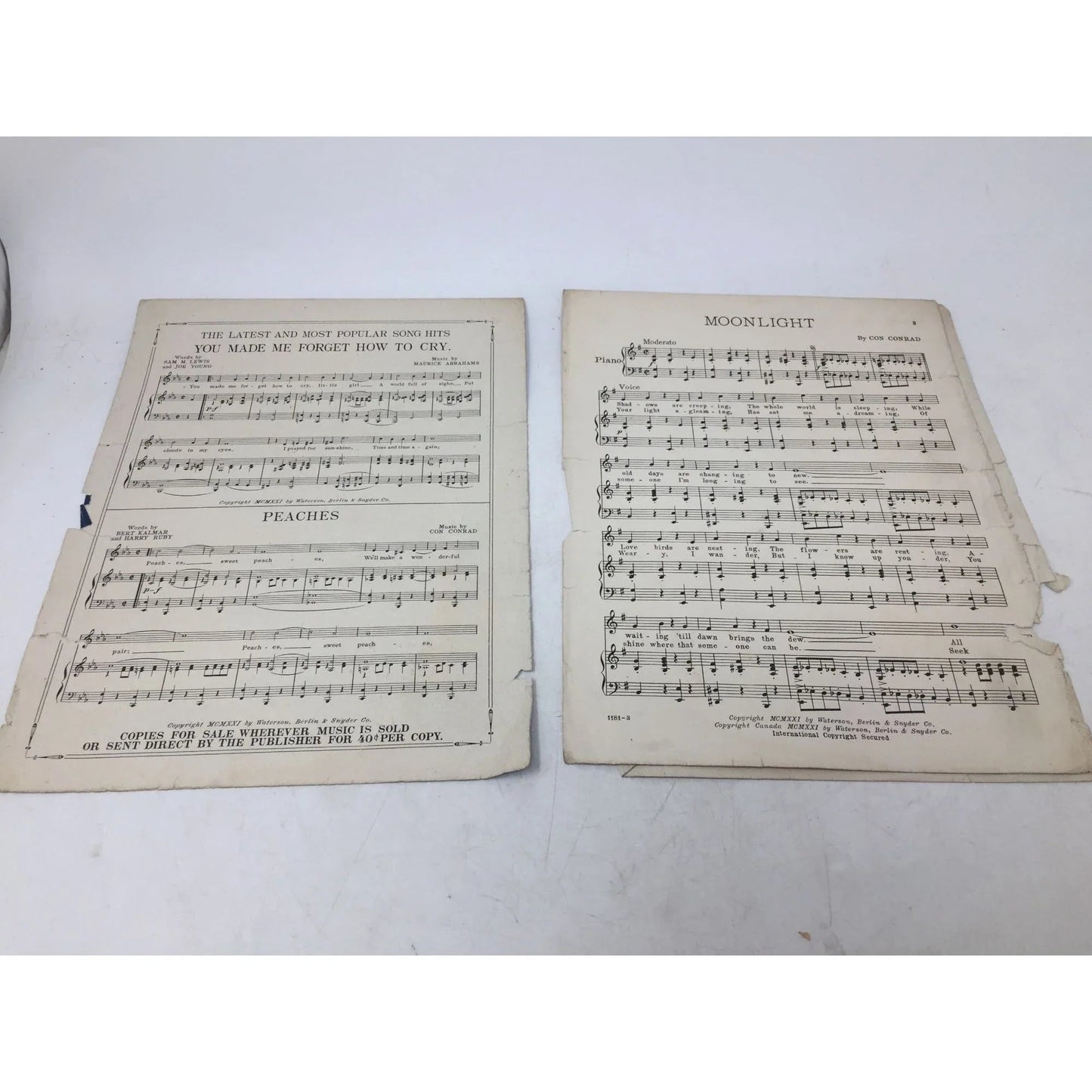 ''MOONLIGHT'' BY CON CONRAD SHEET MUSIC BOOK - A+ Stuff - SHEET MUSIC - A+ Stuff