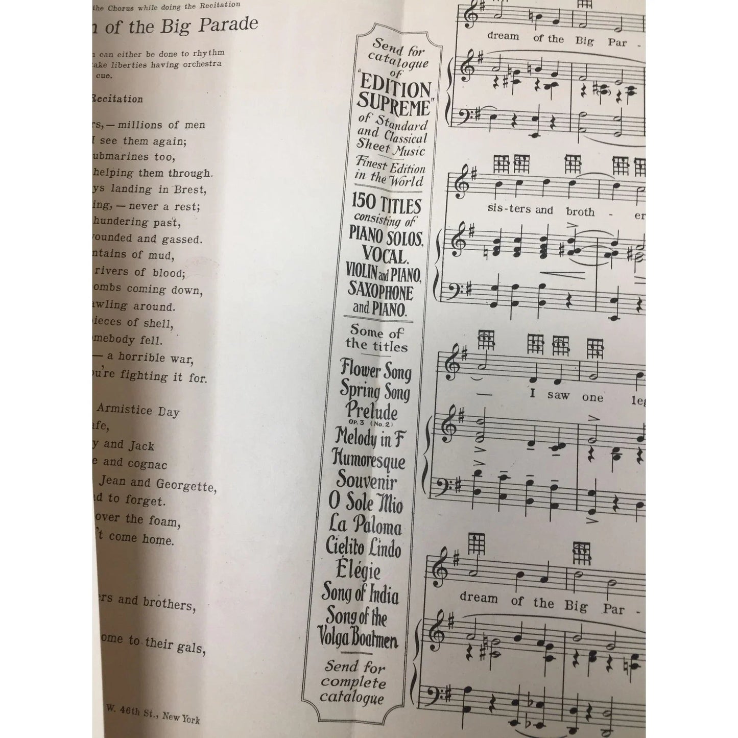 ''My Dream Of The Big Parade'' by Al Dubin & Jimmy McHugh - A+ Stuff - SHEET MUSIC - A+ Stuff