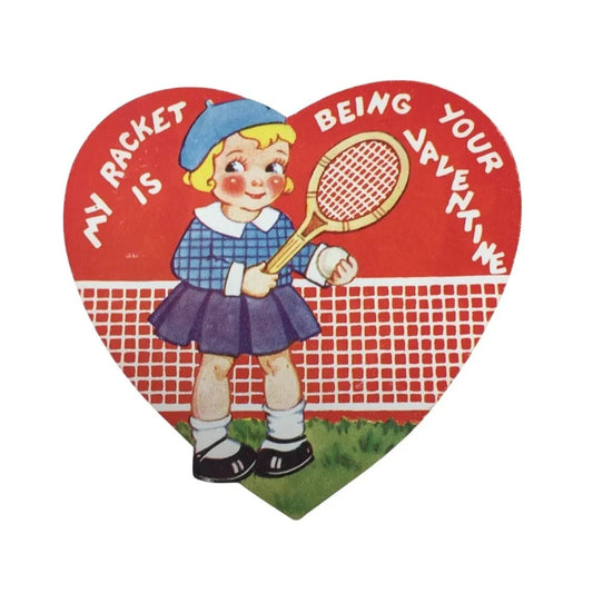 ''My Racket is being your Valentine'' Vintage Valentine's Day Card - A+ Stuff - Collectibles - A+ Stuff