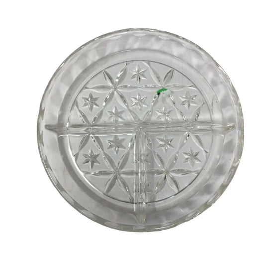 Vintage Six Point Star Etched Divided Glass Relish/Candy Dish - A+ Stuff