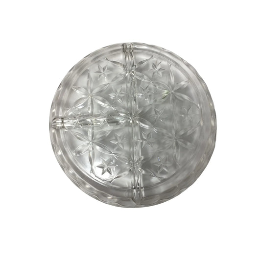 Vintage Six Point Star Etched Divided Glass Relish/Candy Dish - A+ Stuff