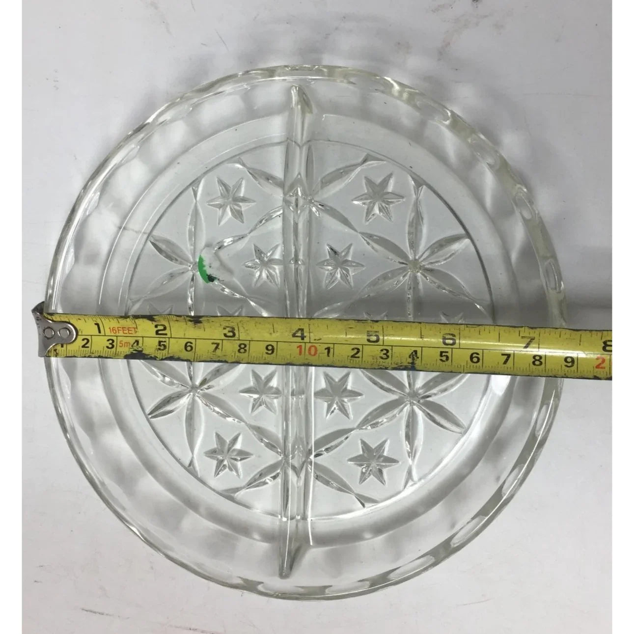 Vintage Six Point Star Etched Divided Glass Relish/Candy Dish - A+ Stuff