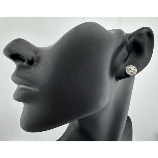 Natural Diamond Halo Stud Earrings in Sterling Silver - A+ Stuff