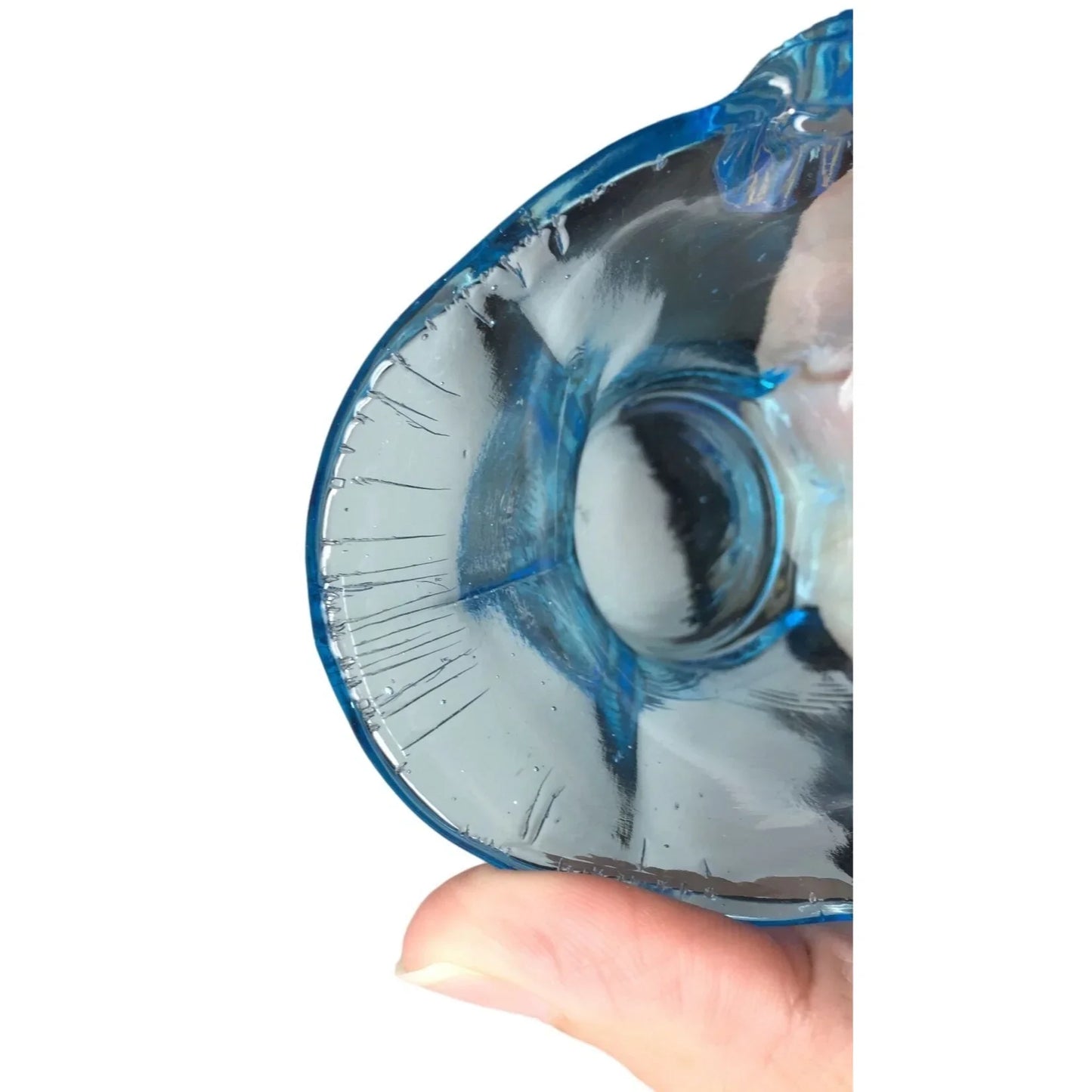 Vintage Blue Glass Mini Handled Basket- about 3.5'' by 3.5'' - A+ Stuff