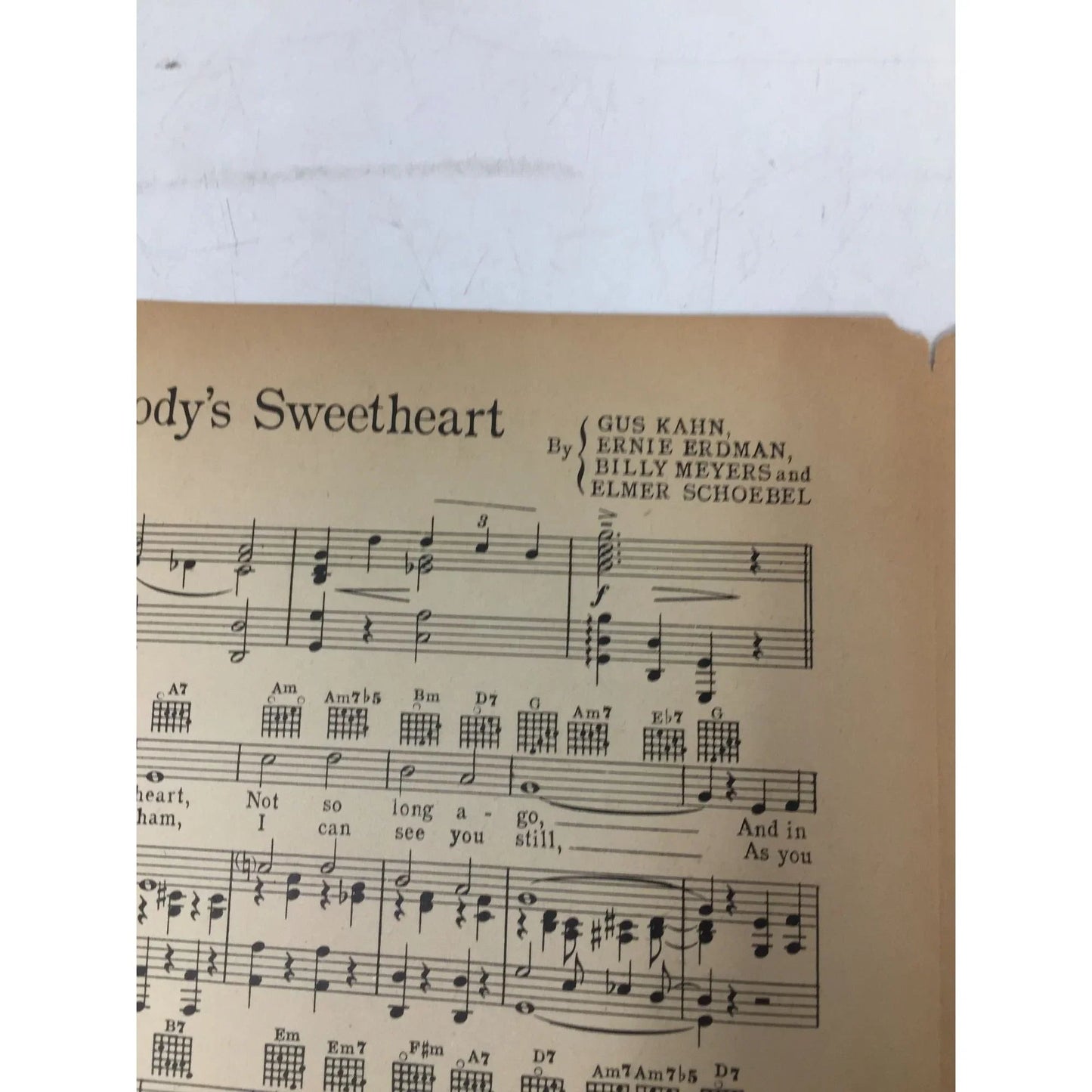 ''Nobody's Sweetheart'' By Gus Kahn, Ernie Erdman, Billy Meyers, Elmer Schoebel - A+ Stuff - SHEET MUSIC - A+ Stuff