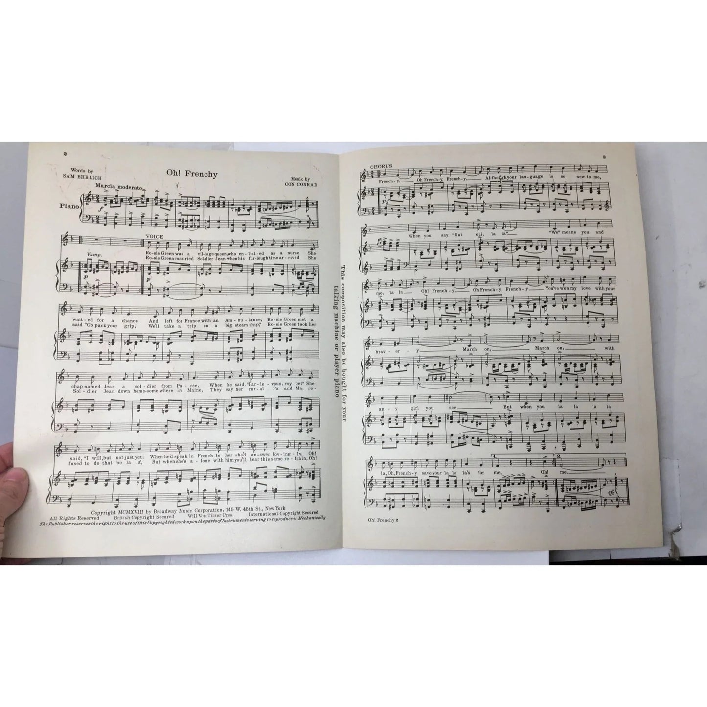 ''OH FRENCHY'' Sheet music - Words by Sam Ehrlich & Music by Con Conrad - A+ Stuff - sheet music - A+ Stuff