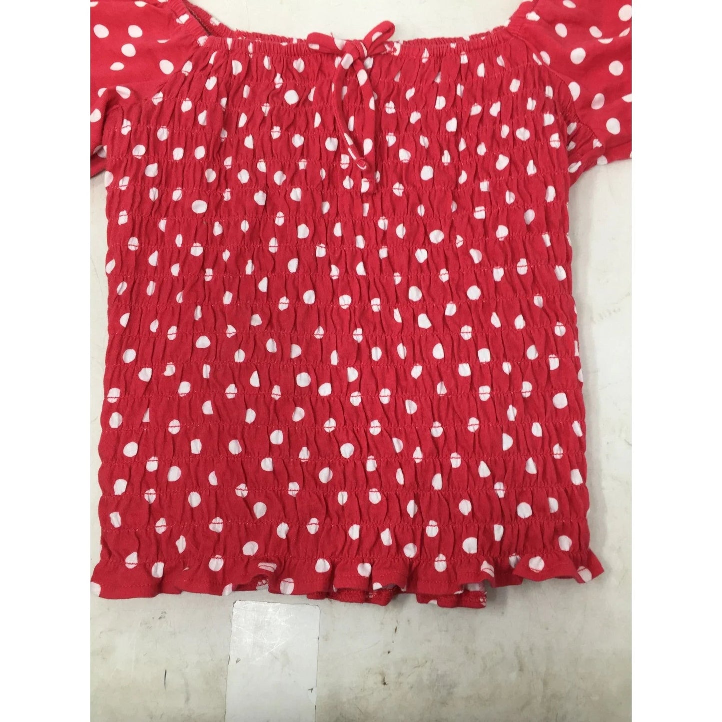 Old Navy Girl's Smocked Polka Dotted Shirt with Puff Sleeve Size XL (14 - 16) - Old Navy - Shirts & Tops - A+ Stuff