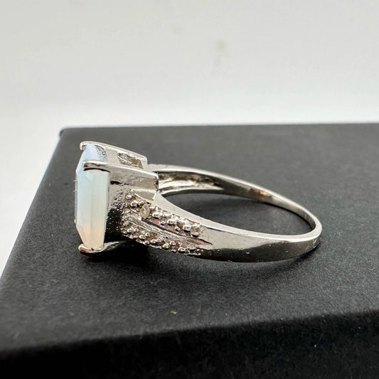 Beautiful Natural Opal Ring with Small Diamond Accent - Size 7.25 - A+ Stuff